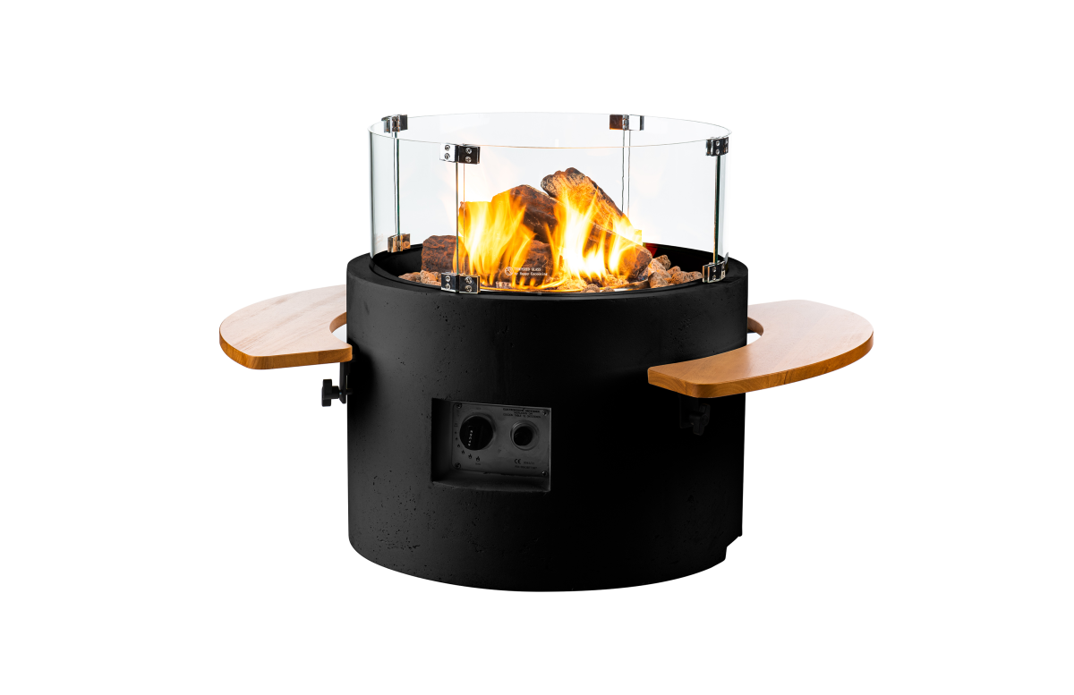 Table brasero gaz extérieur ronde en composite - Happy Cocooning