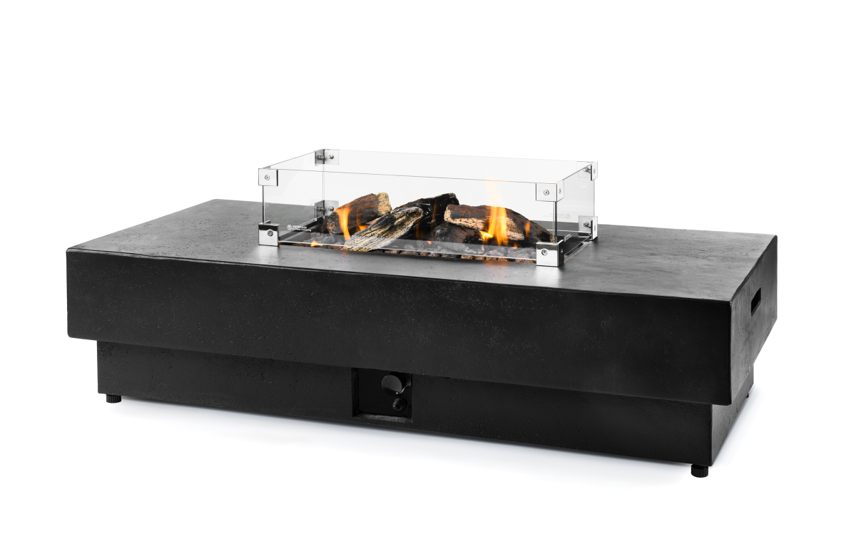 Table brasero gaz extérieur rectangulaire en composite Odin - Happy Cocooning