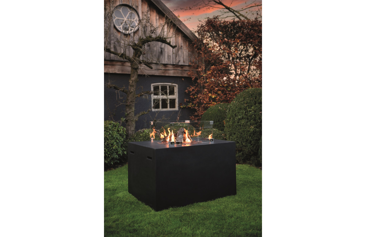 Table brasero gaz extérieur rectangulaire en composite Loung & Dining - Happy Cocooning
