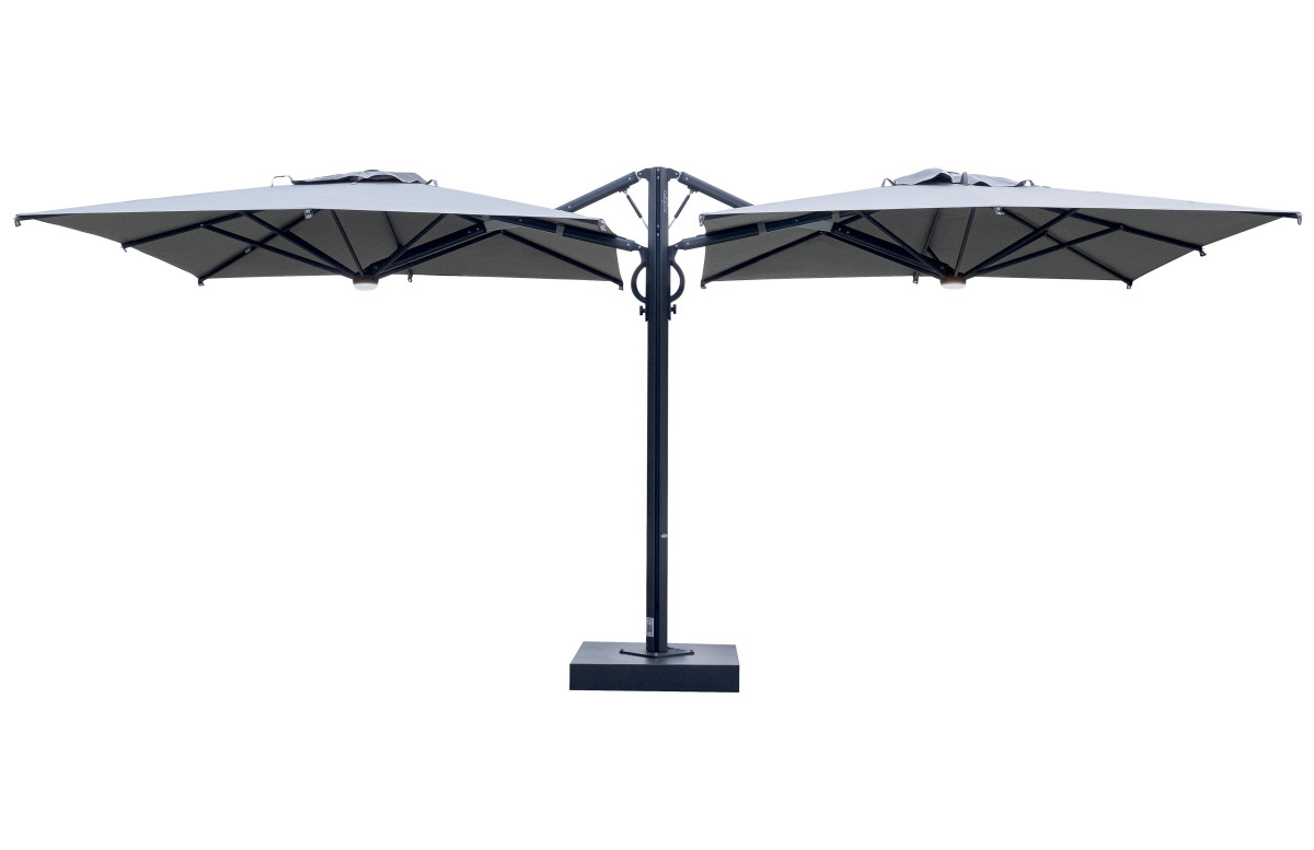 Parasol de jardin rectangulaire déporté double et rétractable Dual T Carbone 3 x 6 SCOLARO Parasol de jardin rectangulaire déporté double et rétractable Dual T Carbone 3 x 6 SCOLARO