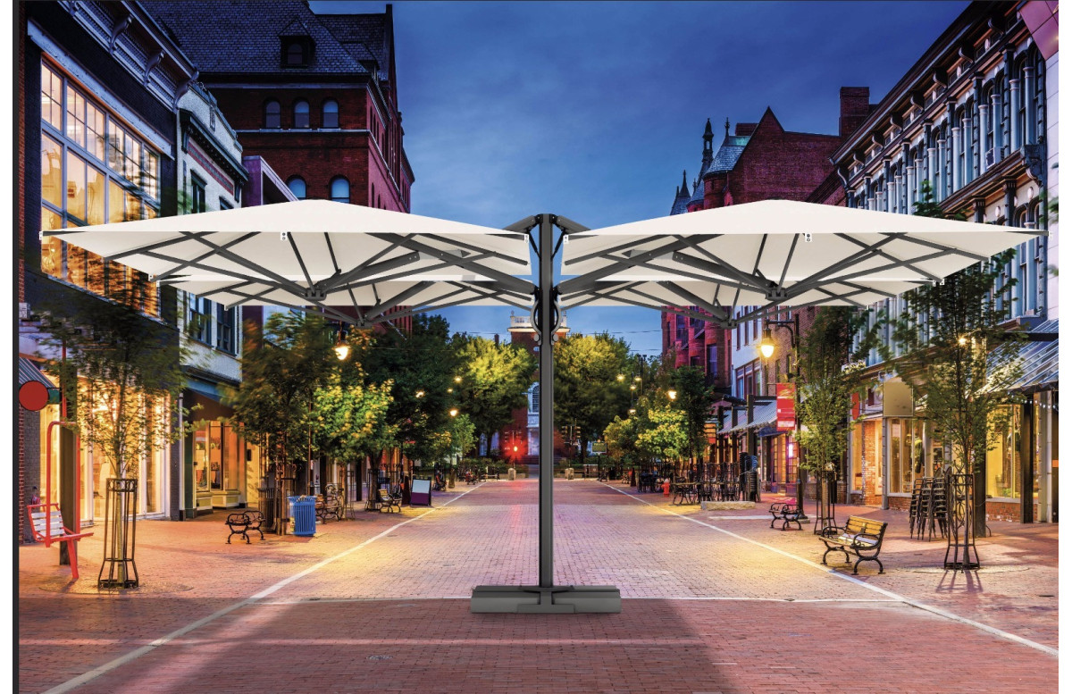Parasol de jardin carré déporté quadruple et rétractable Quattro Carbon 6 x 6 SCOLARO Parasol de jardin carré déporté quadruple et rétractable Quattro Carbon 6 x 6 SCOLARO