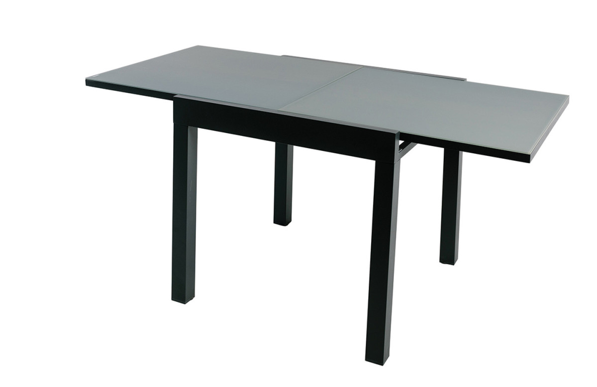 Table extensible Fidji en aluminium et verre anthracite 6 personnes - Essenciel Green Table extensible Fidji en aluminium et verre anthracite 6 personnes - Essenciel Green