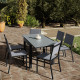 Table extensible Fidji en aluminium et verre anthracite 6 personnes - Essenciel Green