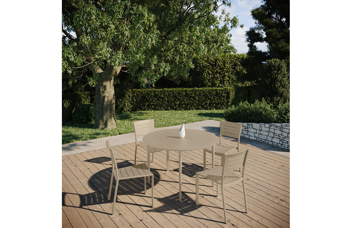 Table de jardin ronde 4 personnes en aluminium Inari - Essenciel Green