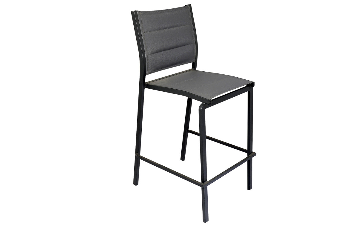 Tabouret de bar en textilène Gris foncé en aluminium - Essenciel Green Tabouret de bar en textilène Gris foncé en aluminium - Essenciel Green