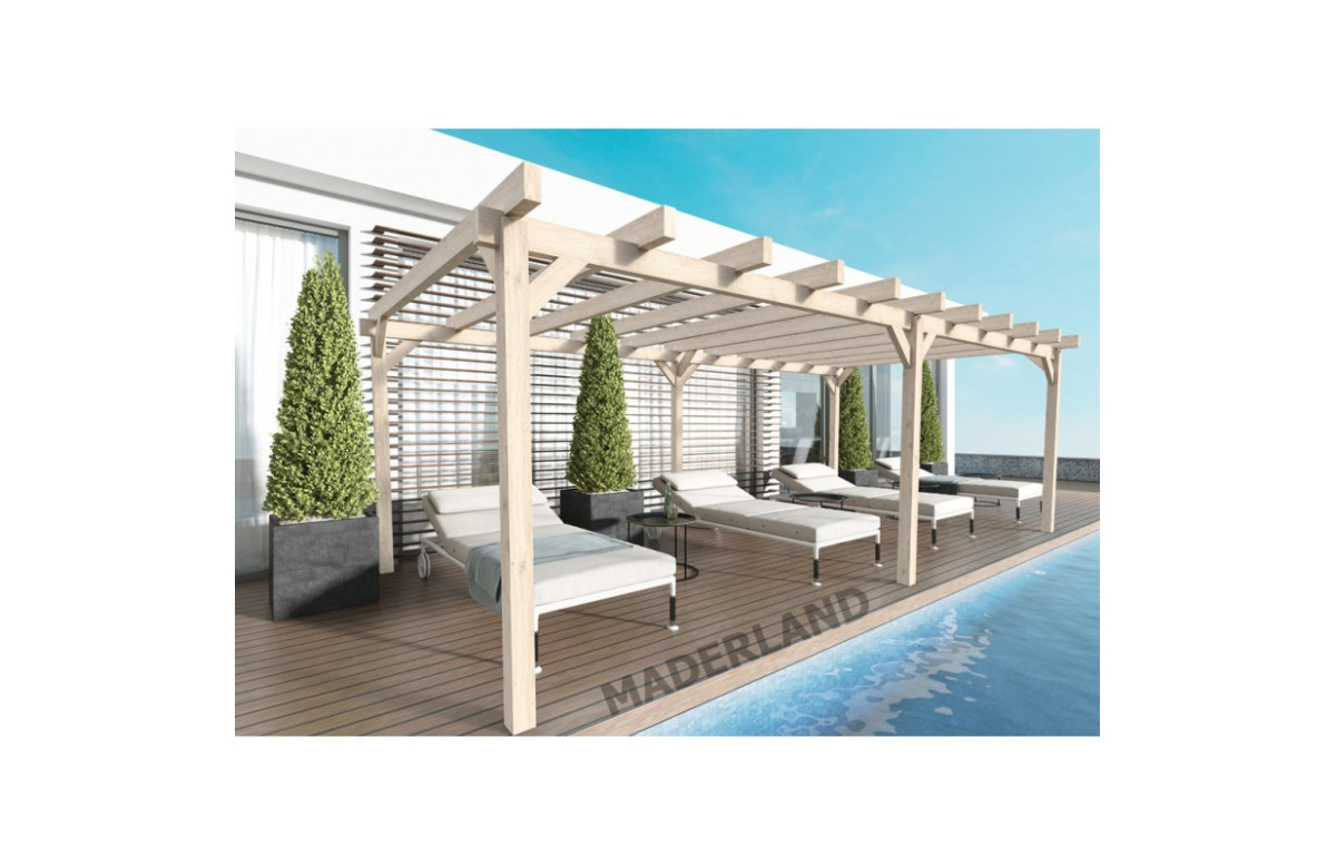 Pergola autoportée en bois 4x4M MARSELLA - Maderland