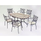 Ensemble table BORA et fauteuils de jardin SHIFA 6 personnes HEVEA en acier et Dralon