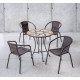 Ensemble table BORA et fauteuils de jardin BRASIL 4 personnes HEVEA en acier et résine tressée