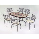 Ensemble table LAREDO et fauteuils de jardin SHIFA 6 personnes HEVEA en acier et Dralon