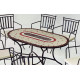 Ensemble table MALAYA et fauteuils de jardin SHIFA 6 personnes HEVEA en acier et Dralon