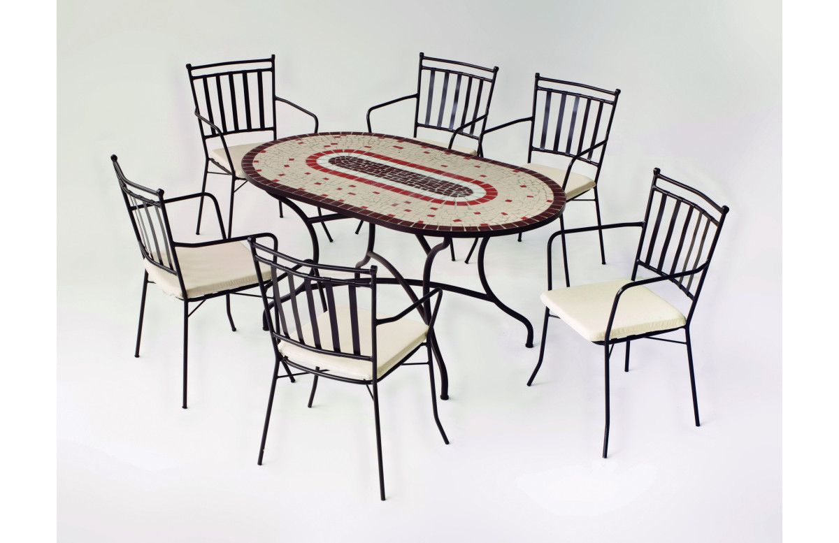 Ensemble table MALAYA et fauteuils de jardin SHIFA 6 personnes HEVEA en acier et Dralon Ensemble table MALAYA et fauteuils de jardin SHIFA 6 personnes HEVEA en acier et Dralon