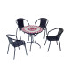 Ensemble table NEYPAL et fauteuils de jardin BRASIL 4 personnes HEVEA en acier et résine tressée
