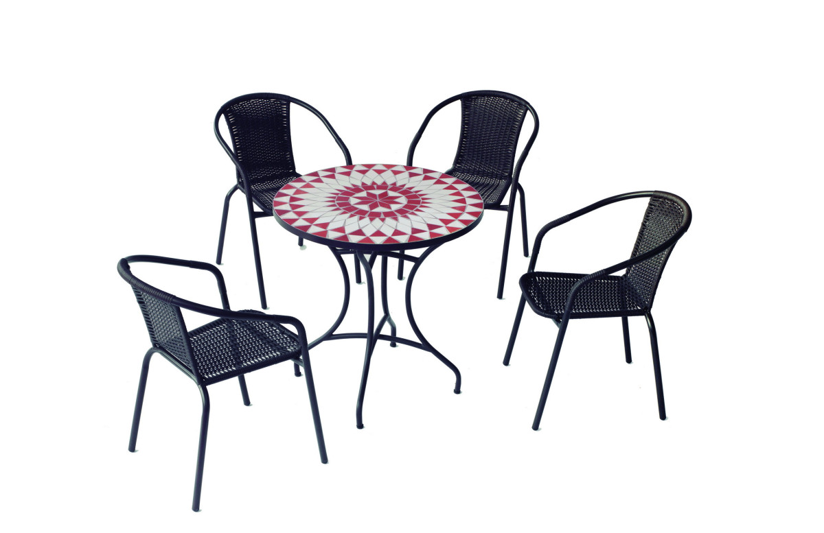 Ensemble table NEYPAL et fauteuils de jardin BRASIL 4 personnes HEVEA en acier et résine tressée Ensemble table NEYPAL et fauteuils de jardin BRASIL 4 personnes HEVEA en acier et résine tressée