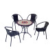 Ensemble table SICILIA et fauteuils de jardin BRASIL 4 personnes HEVEA en acier et résine tressée
