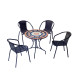 Ensemble table SORIA et fauteuils de jardin BRASIL 4 personnes HEVEA en acier et résine tressée