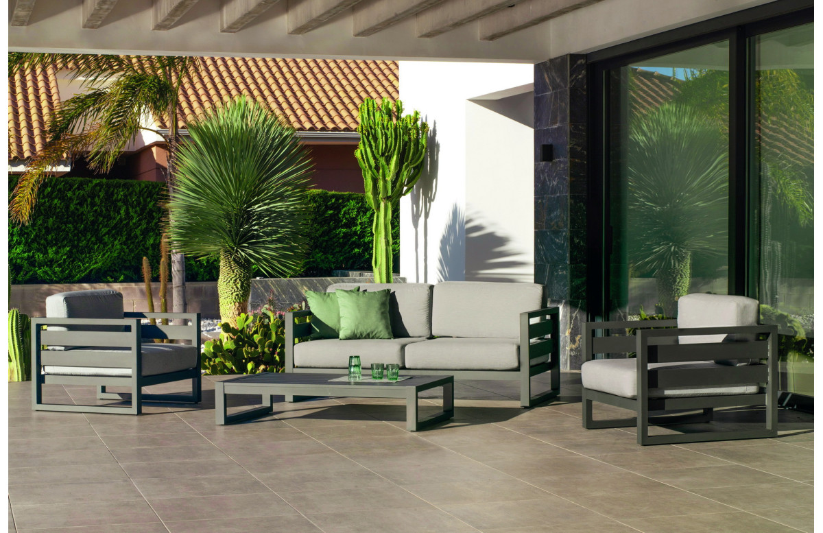 Salon de jardin COSMOS 4 personnes HEVEA en aluminium et Dralon Salon de jardin COSMOS 4 personnes HEVEA en aluminium et Dralon