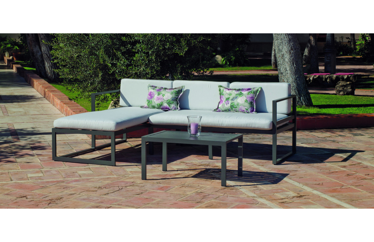 Salon de jardin CHENIT droit 3 personnes HEVEA en aluminium et Dralon Salon de jardin CHENIT droit 3 personnes HEVEA en aluminium et Dralon