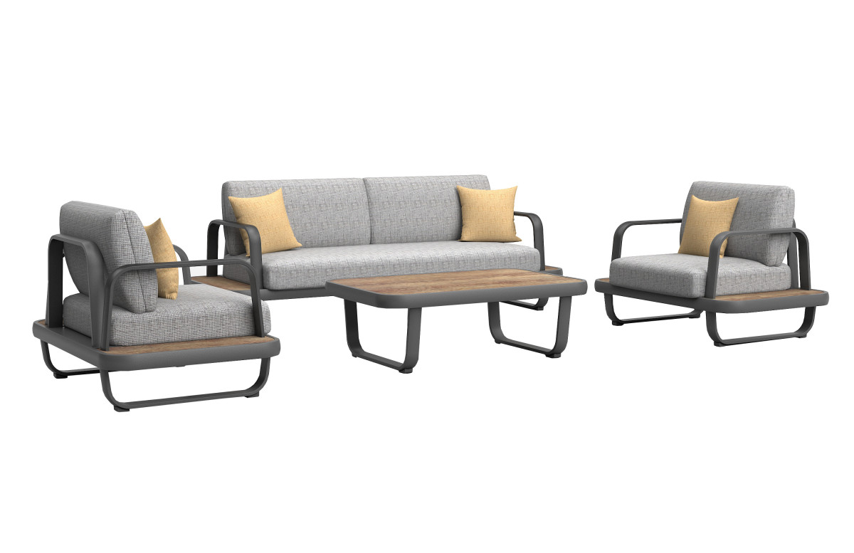 Salon de jardin design bas Darwin ProLoisirs 4 personnes en aluminium