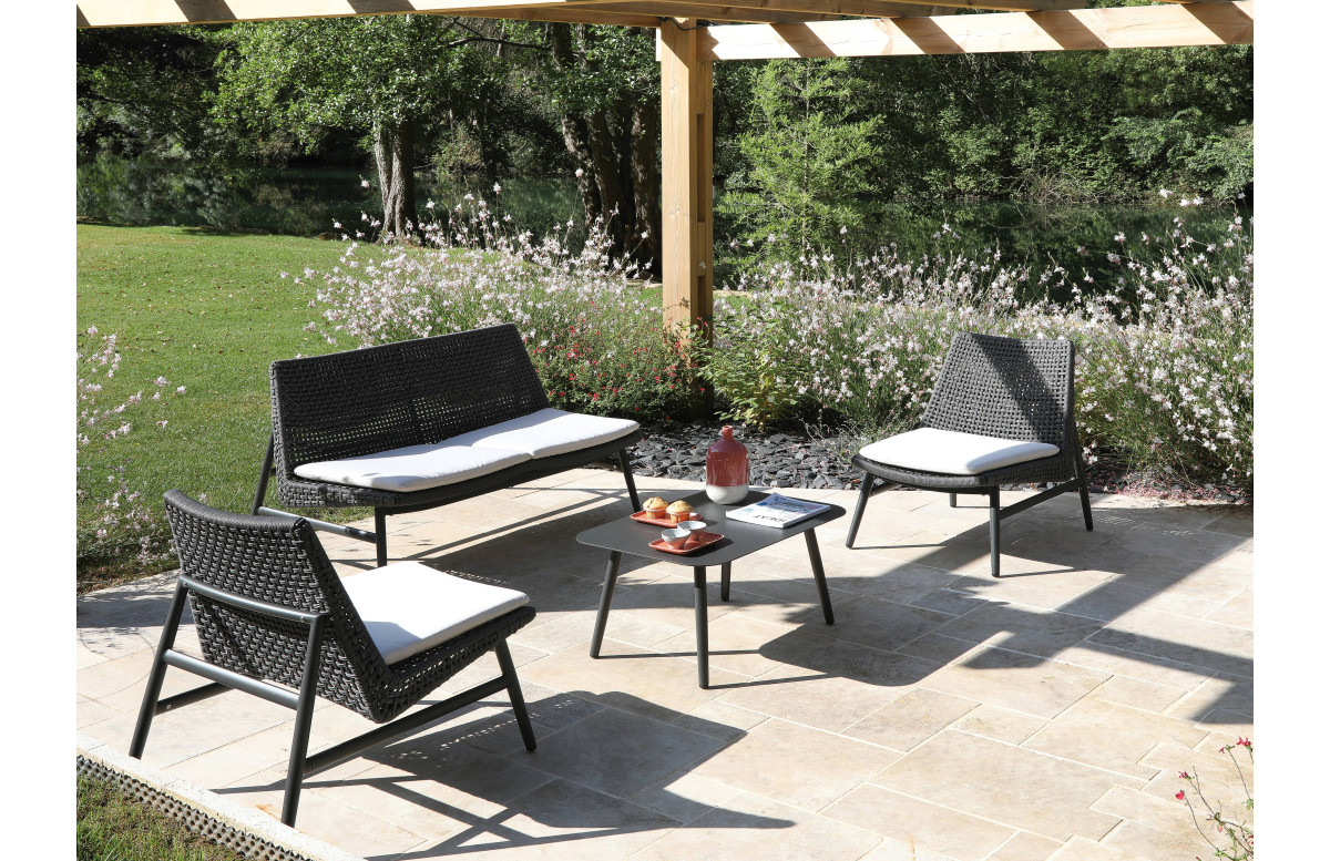 Salon de jardin design bas Irving Océo 4 personnes en aluminium Salon de jardin design bas Irving Océo 4 personnes en aluminium