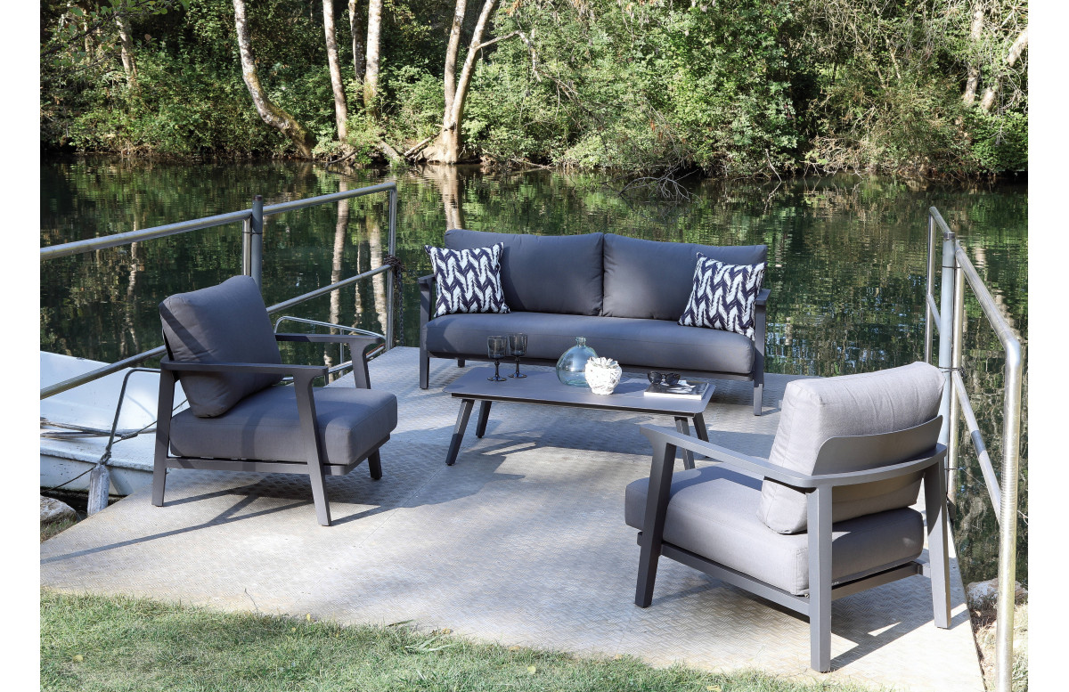 Salon de jardin design bas Lava Océo 4/5 personnes en aluminium Salon de jardin design bas Lava Océo 4/5 personnes en aluminium