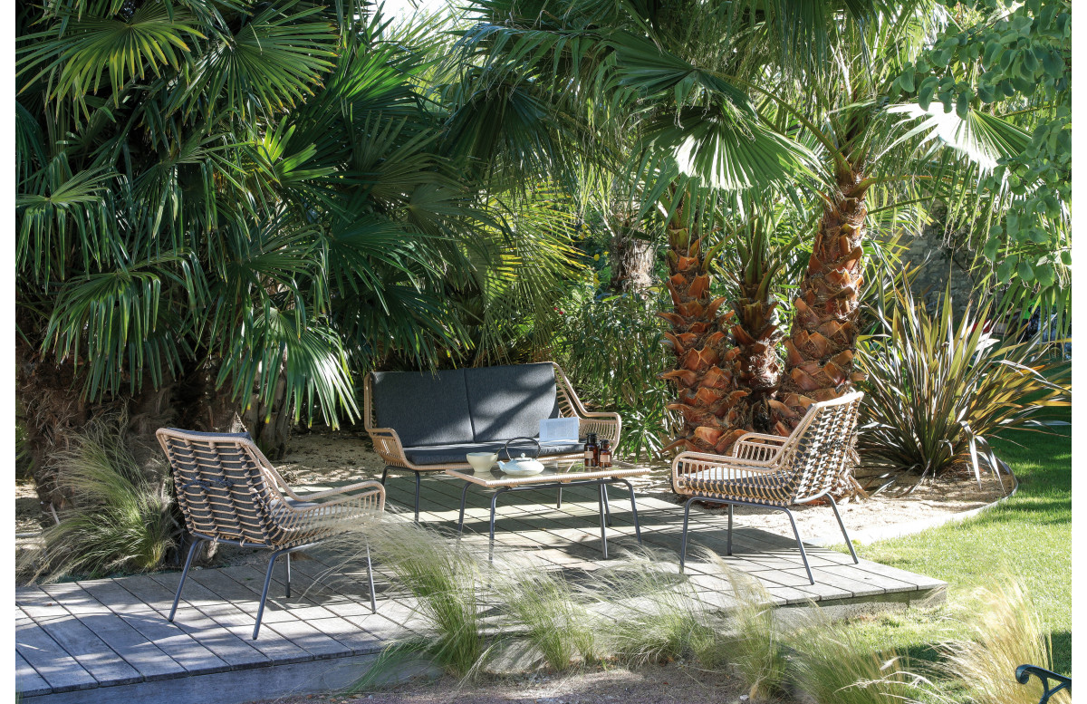 Salon de jardin design bas Mindoro Alizé 4 personnes en acier Salon de jardin design bas Mindoro Alizé 4 personnes en acier
