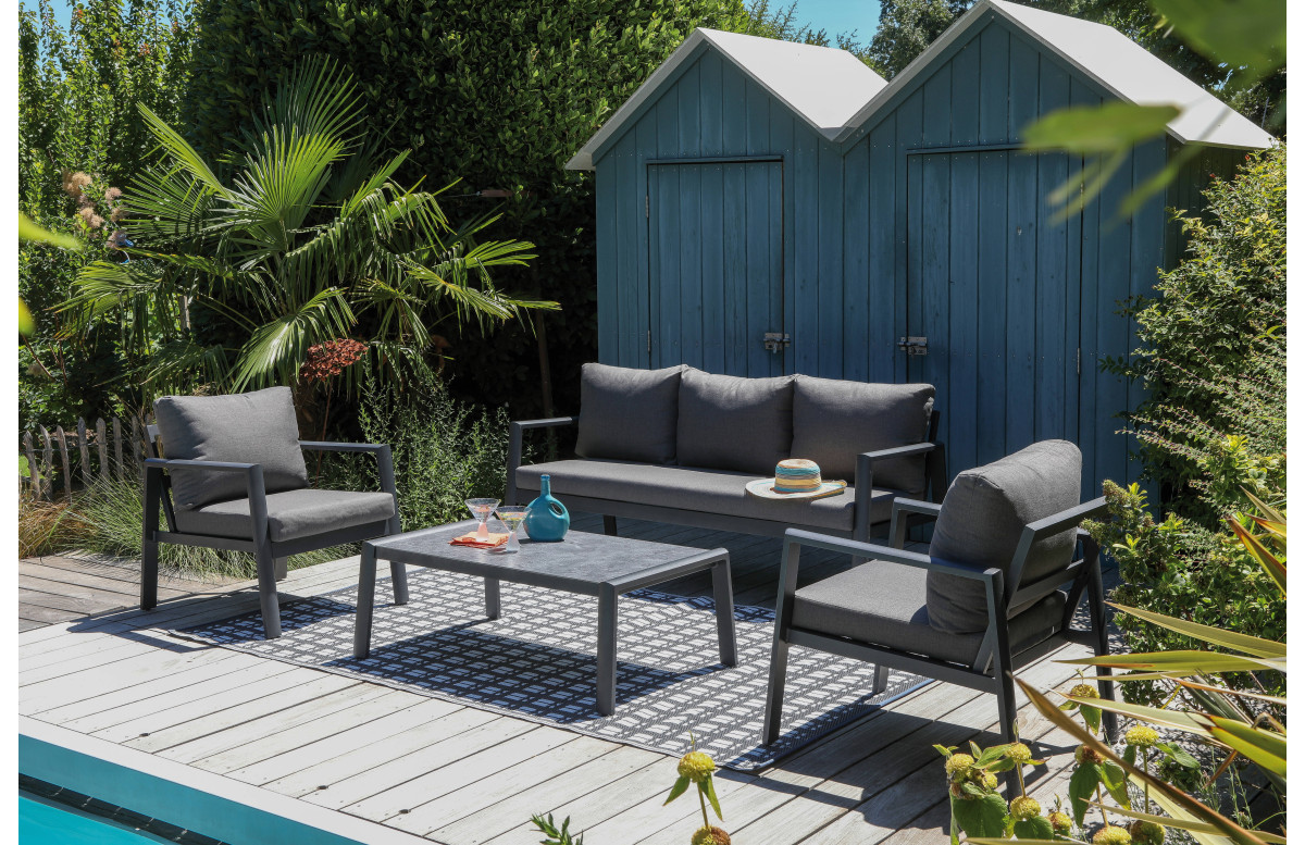 Salon de jardin design bas Oceane II ProLoisirs 5 personnes en aluminium Salon de jardin design bas Oceane II ProLoisirs 5 personnes en aluminium