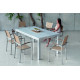 Ensemble table CAMELIA et fauteuils VIENA 6 personnes HEVEA en aluminium et textilène