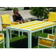 Ensemble table et fauteuils LUARCA 6 personnes HEVEA en aluminium et Dralon