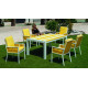 Ensemble table et fauteuils LUARCA 6 personnes HEVEA en aluminium et Dralon