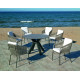 Ensemble table VALONIA et fauteuils TULIP 6 personnes HEVEA en aluminium et corde