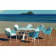 Ensemble table VENETO et fauteuils TULIP 6 personnes HEVEA en aluminium et corde