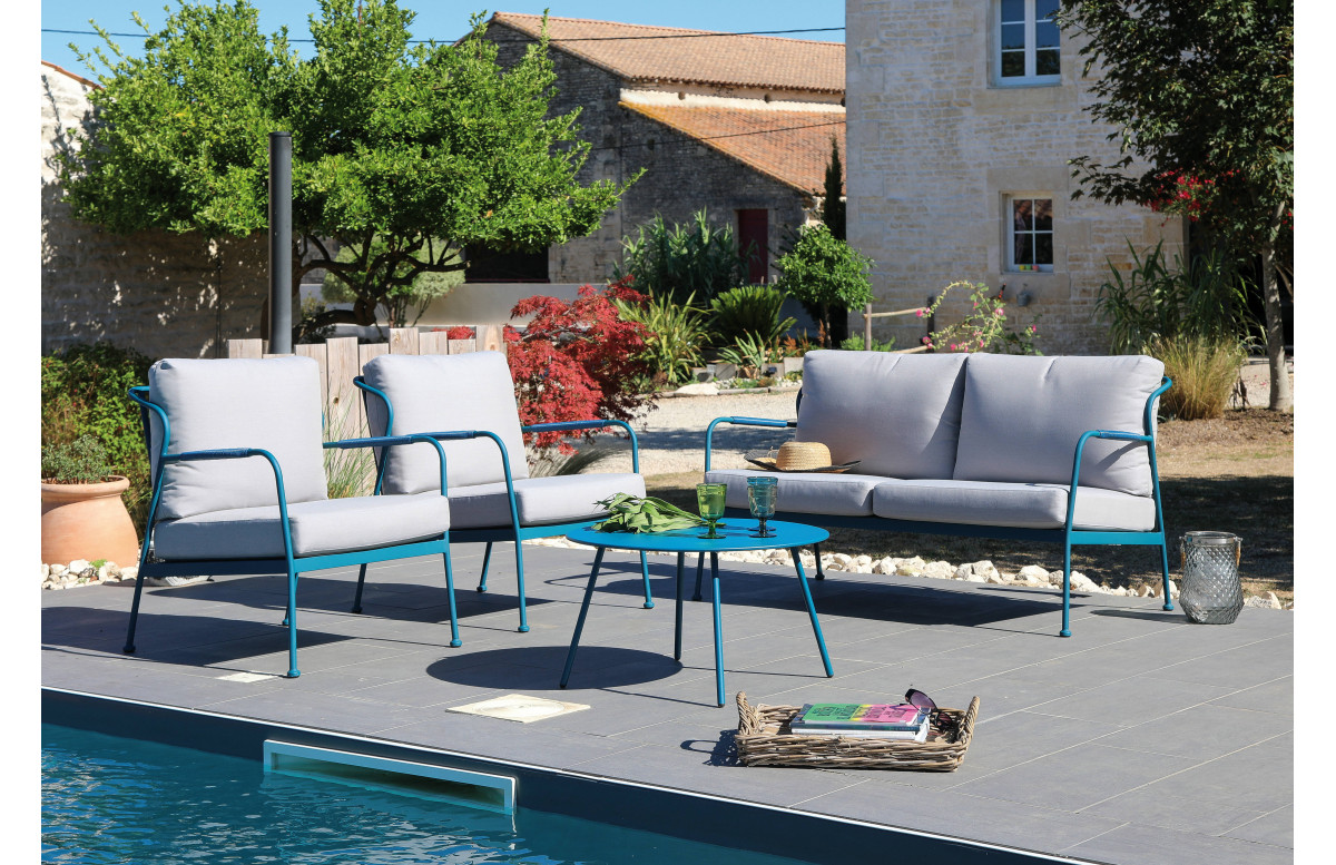 Salon de jardin design bas Noa II Alizé 4 personnes en acier Salon de jardin design bas Noa II Alizé 4 personnes en acier
