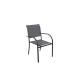 Ensemble table extensible Hanae et fauteuils de jardin Lavezzi en aluminium anthracite 6 personnes - Essenciel Green