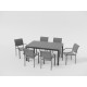Ensemble table extensible Hanae et fauteuils de jardin Lavezzi en aluminium anthracite 6 personnes - Essenciel Green