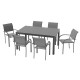 Ensemble table extensible Hanae et fauteuils de jardin Lavezzi en aluminium anthracite 6 personnes - Essenciel Green