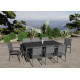 Ensemble table extensible Hanae et fauteuils de jardin Navagio en aluminium et verre anthracite 8 personnes - Essenciel Green