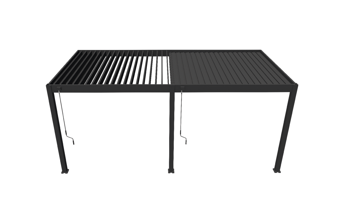 Pergola bioclimatique adossée Ombréa en aluminium 3x6 M