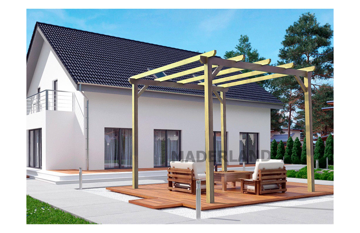 Pergola autoportée en bois massif 4,20x4,20M MADRID - Maderland