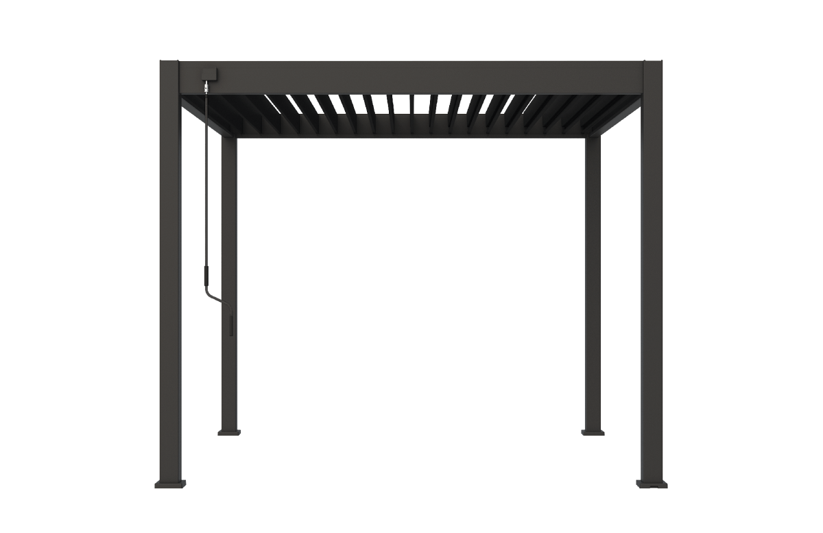Pergola bioclimatique autoportée en aluminium à lames orientables 3x3 - Ombréa