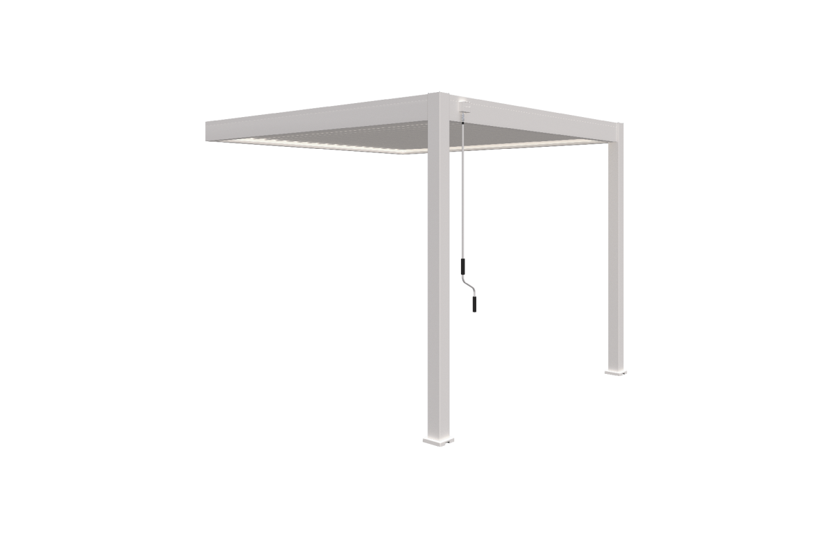 Pergola bioclimatique adossée en aluminium à lames inclinables 3x3 - Ombréa