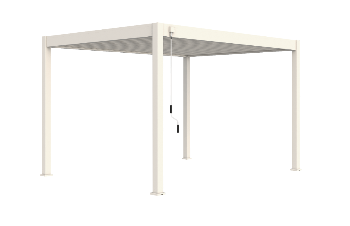 Pergola bioclimatique autoportée en aluminium à lames orientables 3x4 + store 4 M - Ombréa