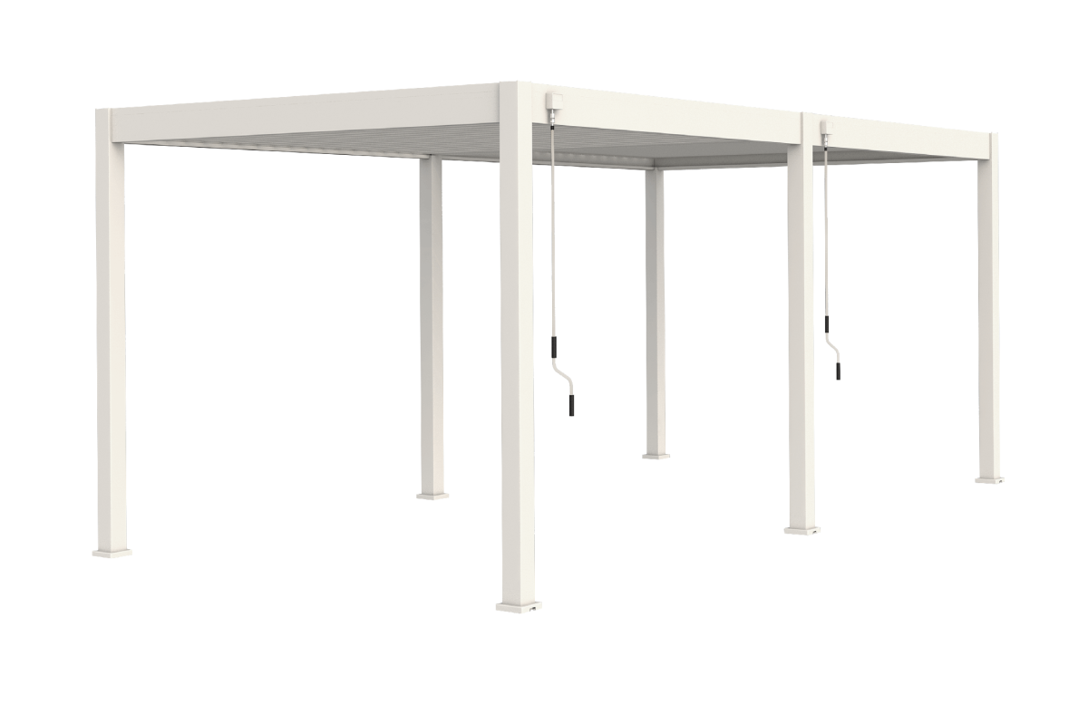 Pergola bioclimatique autoportée en aluminium à lames orientables 3x6 + 2 stores 3 M - Ombréa