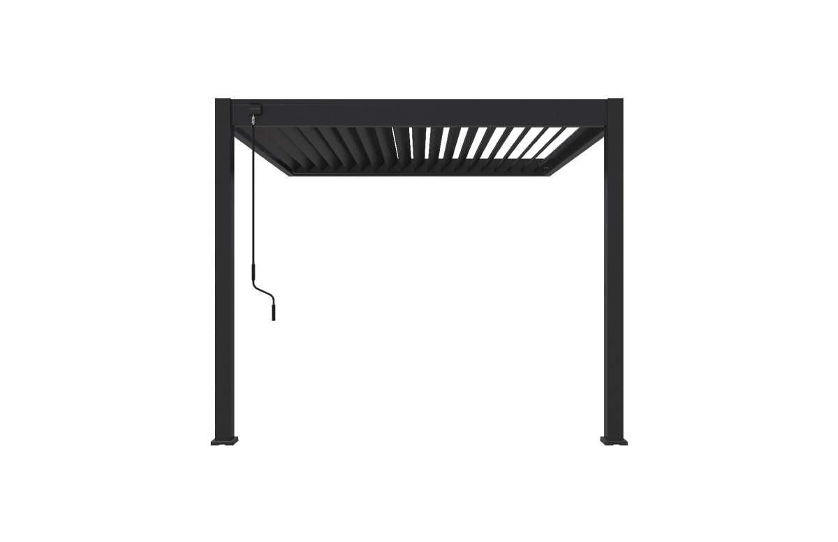 Pergola bioclimatique adossée en aluminium à lames inclinables 3x3 + store 3 M - Ombréa