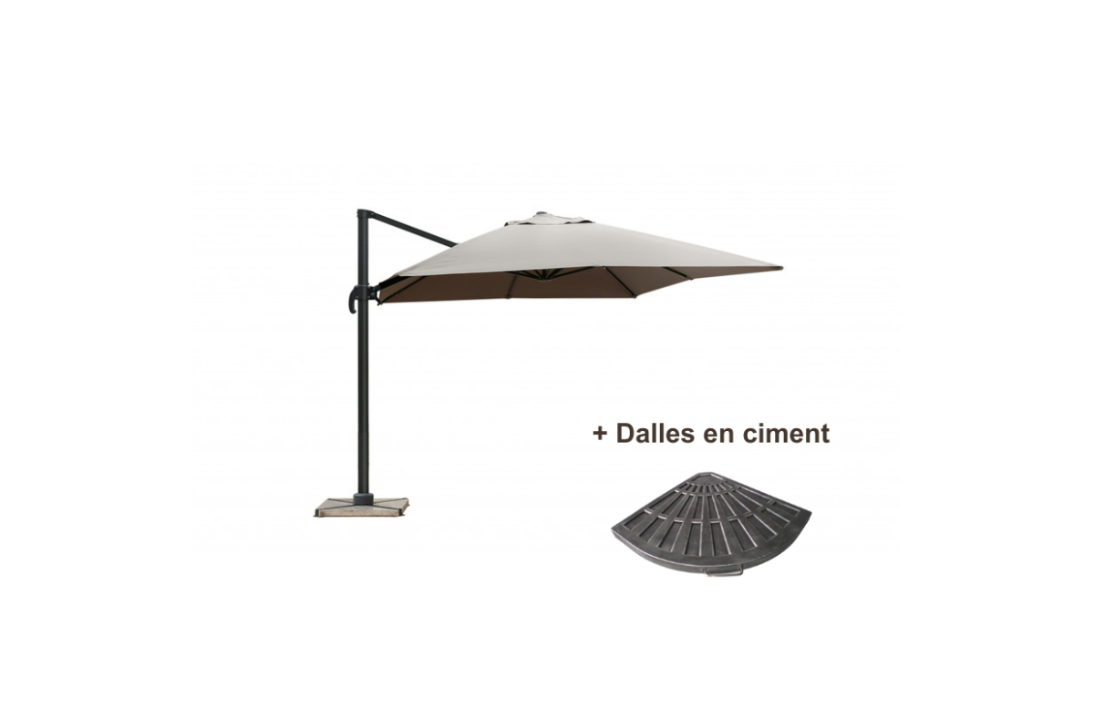Parasol de jardin rectangulaire déporté et inclinable 4 x 3m DELORM