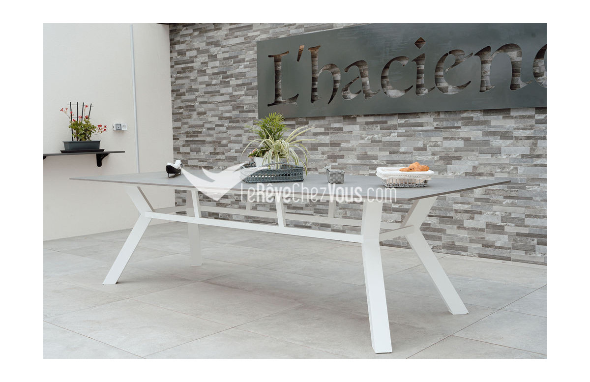 Table salon de jardin 10 personnes HEVEA Veneto Saigón en aluminium 