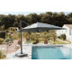 Lot parasol de jardin déporté 3 x 4 M Rana DELORM inclinable et UPF 50+ et dalle sur roulettes 110 kg