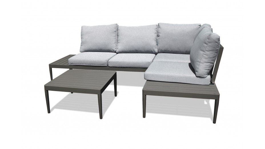 Salon d'angle de jardin ANKARA 4 places en aluminium - NOIR