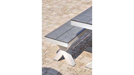 Table de jardin ANNECY (175x100) en aluminium et plateau HPL - BLANC