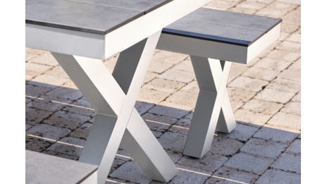 Table de jardin ANNECY (175x100) en aluminium et plateau HPL - BLANC