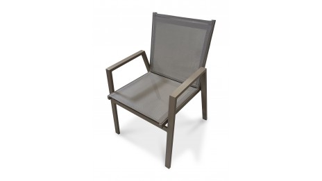 Fauteuil de jardin empilable FLORIDE en textilène et aluminium - QUARTZ